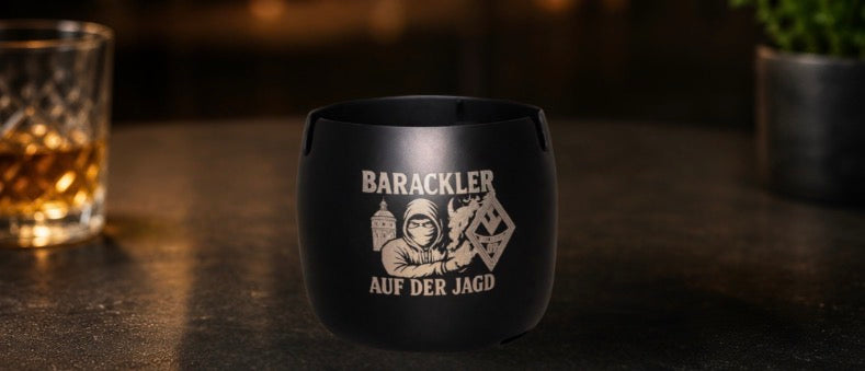 Aschenbecher „ Barackler - Mannheim“ Edelstahl